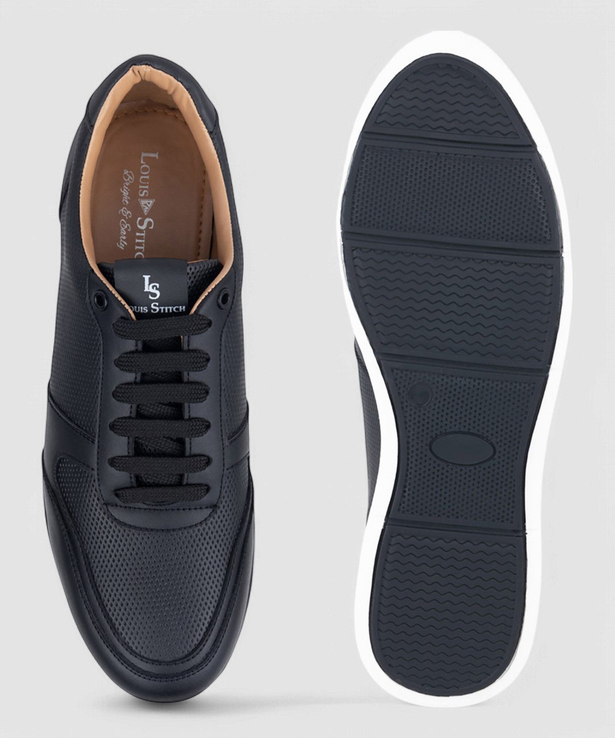Image of LOUIS STITCH Play Men's Black All Day Comfortable Wear Fashion Sneakers (SNK-DEJB) UK 8 Sneakers For Men