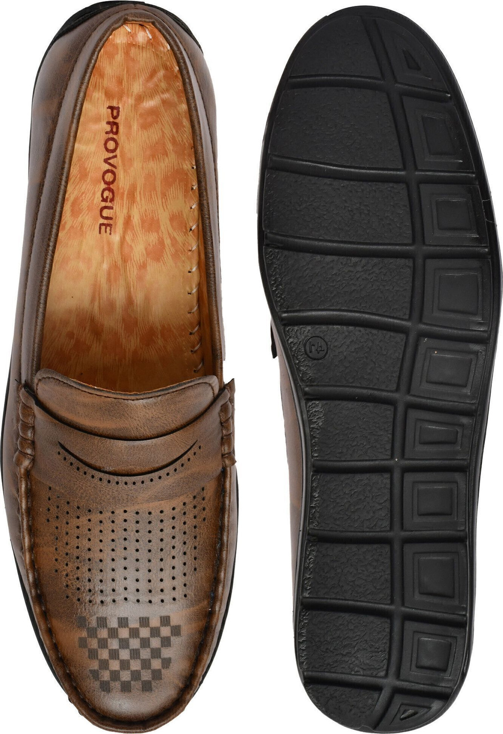 Image of PROVOGUE Provogue Men's Brown Embossed Slip-On Loafers with Lightweight AirMix Sole Loafers For Men