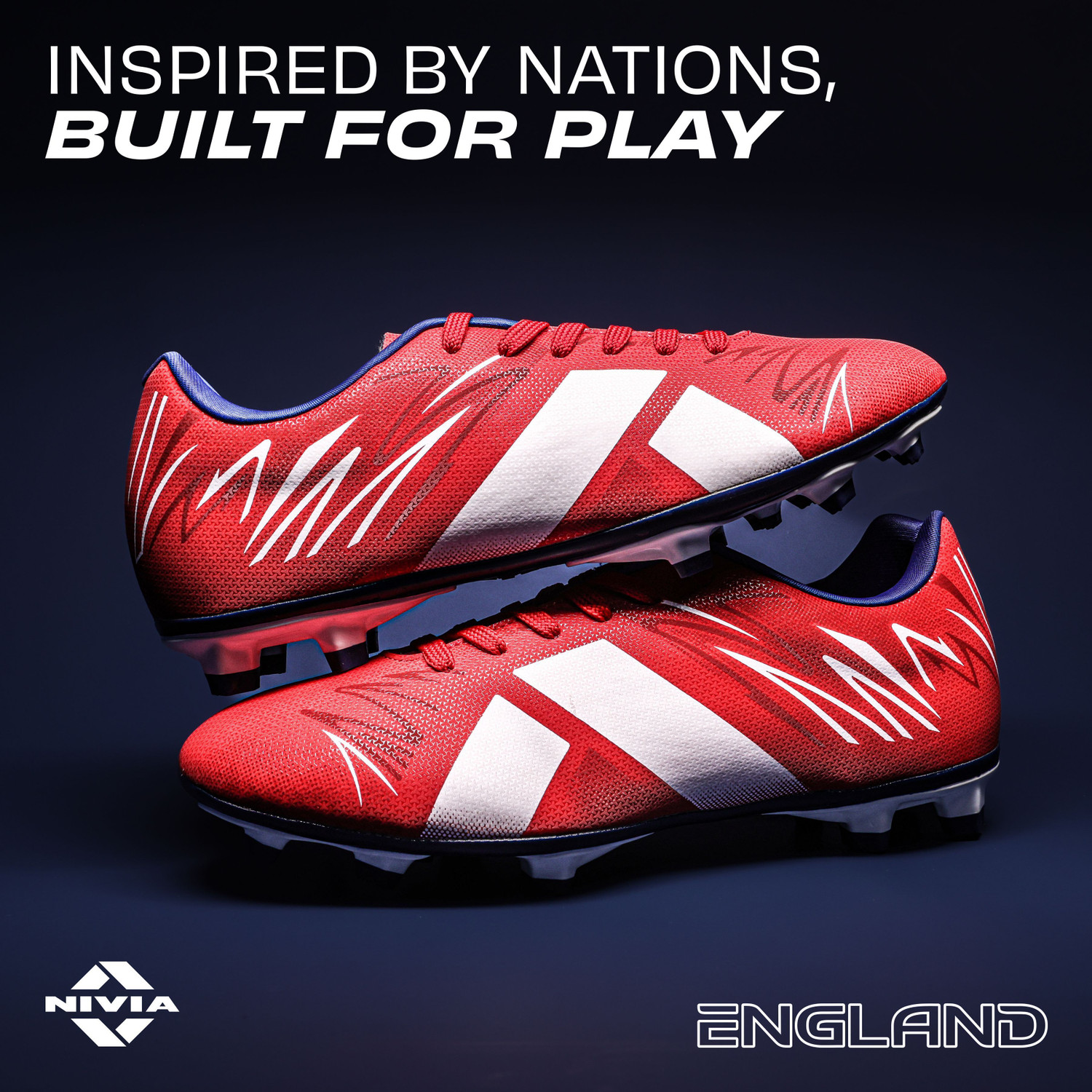 Image of NIVIA England Country Color World Cup Football Studs Football Shoes For Men