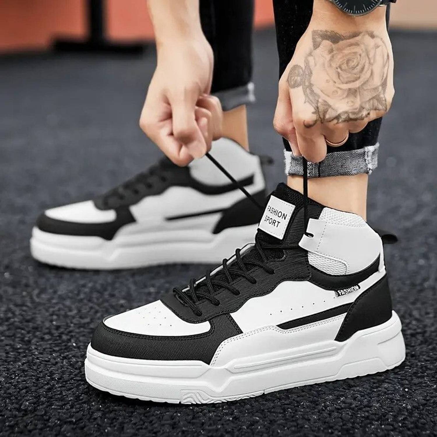 Zixer Mens High Top Chunky Sole Casual Shoes - Image 5