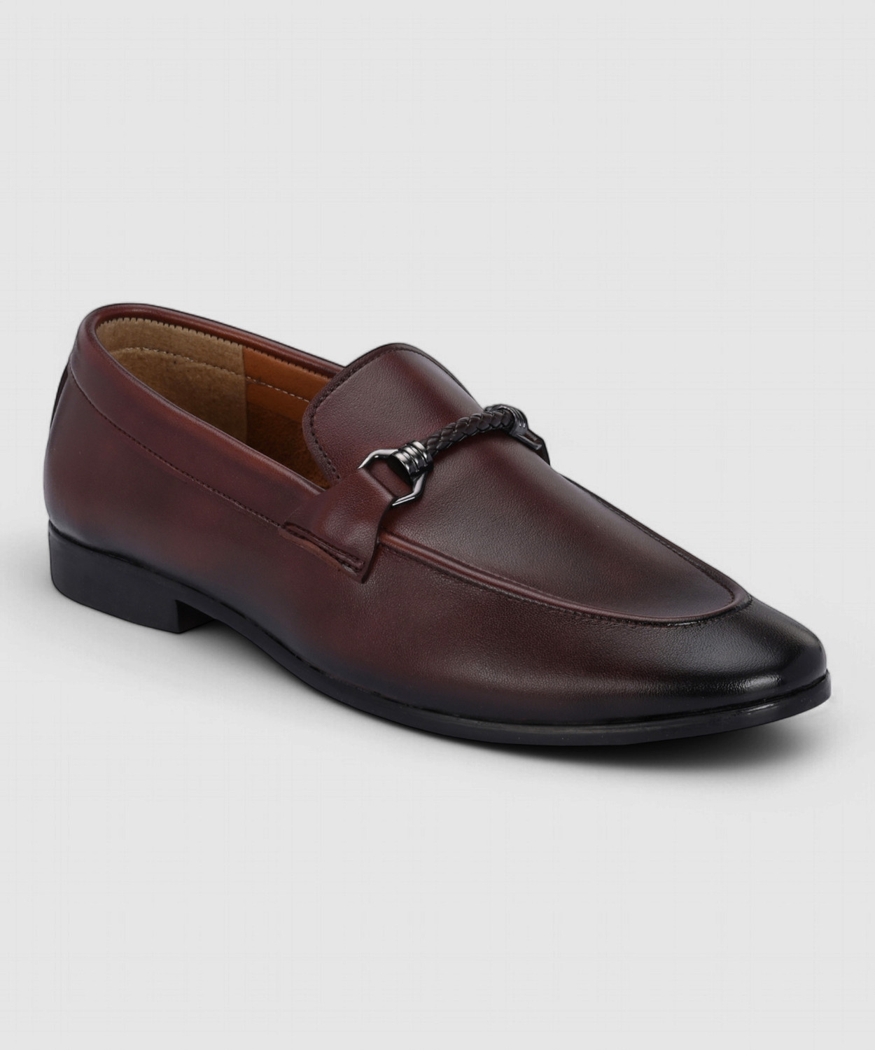 Image of House of Pataudi House of Pataudi Men Brown Faux Leather Casual Slip On Loafers Loafers For Men