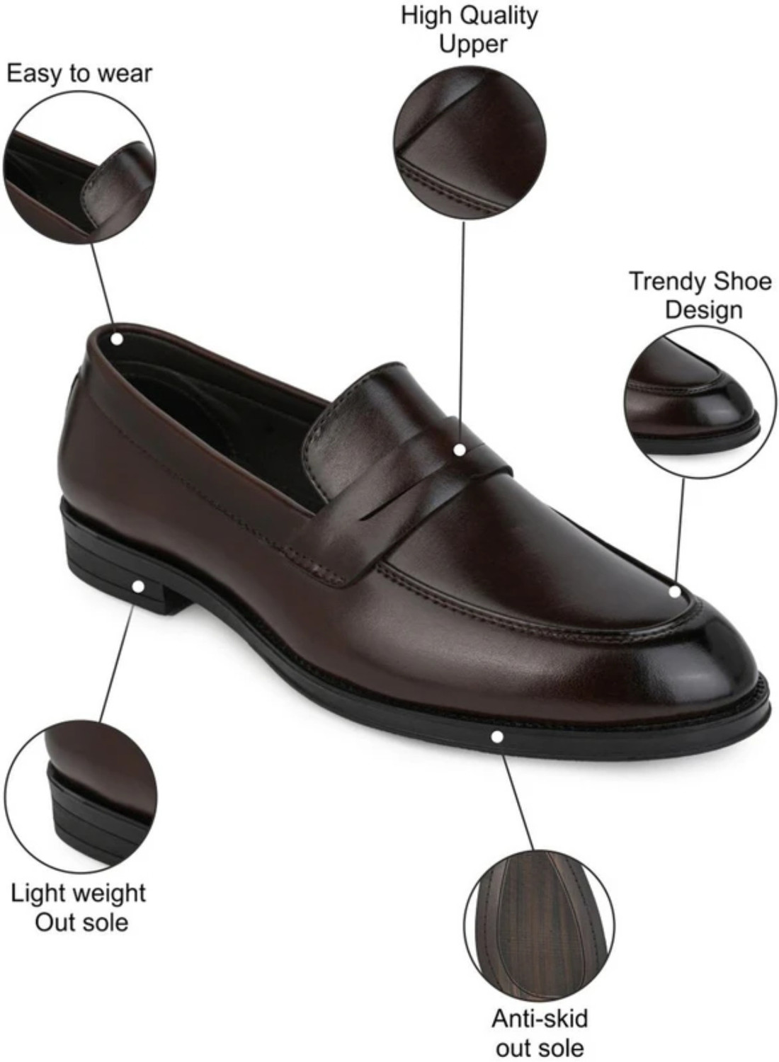 Image of ZENIN Men's Brown slip On / Comfortable Premium Formal shoes / Loafers For Men