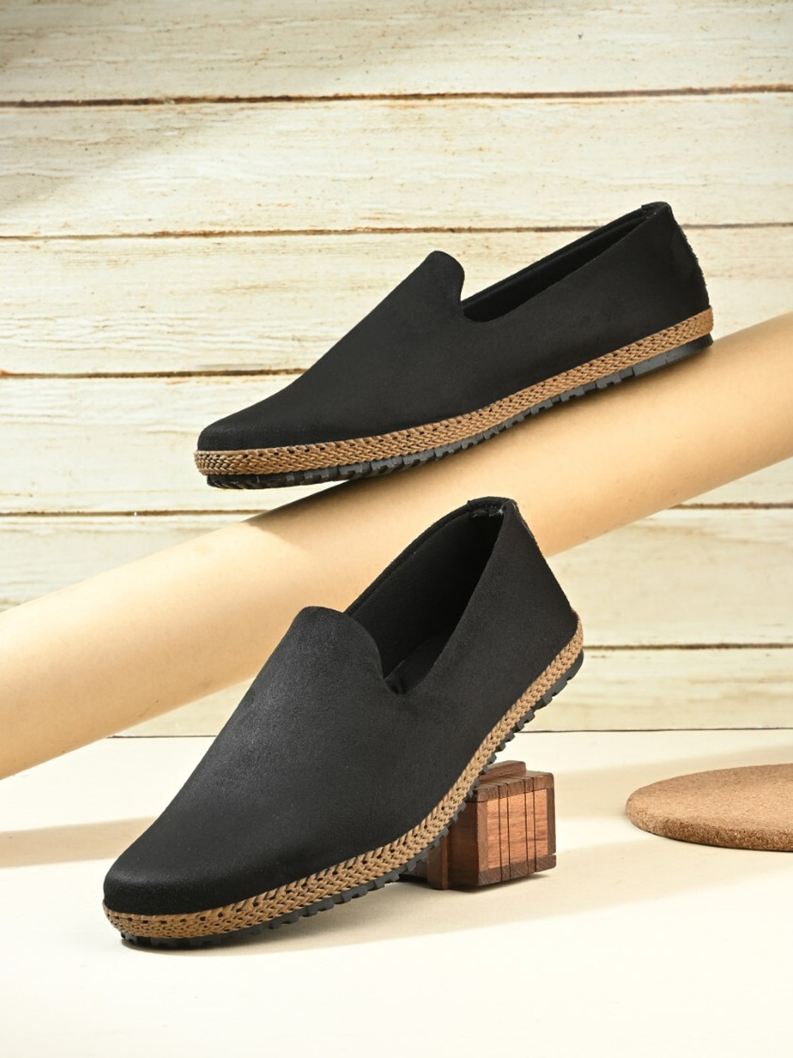 Image of Rising Wolf Men's Lightweight Casual Loafers |Soft Cushion Comfort |Easy Slip-On |Daily Wear Loafers For Men (Black, 8)