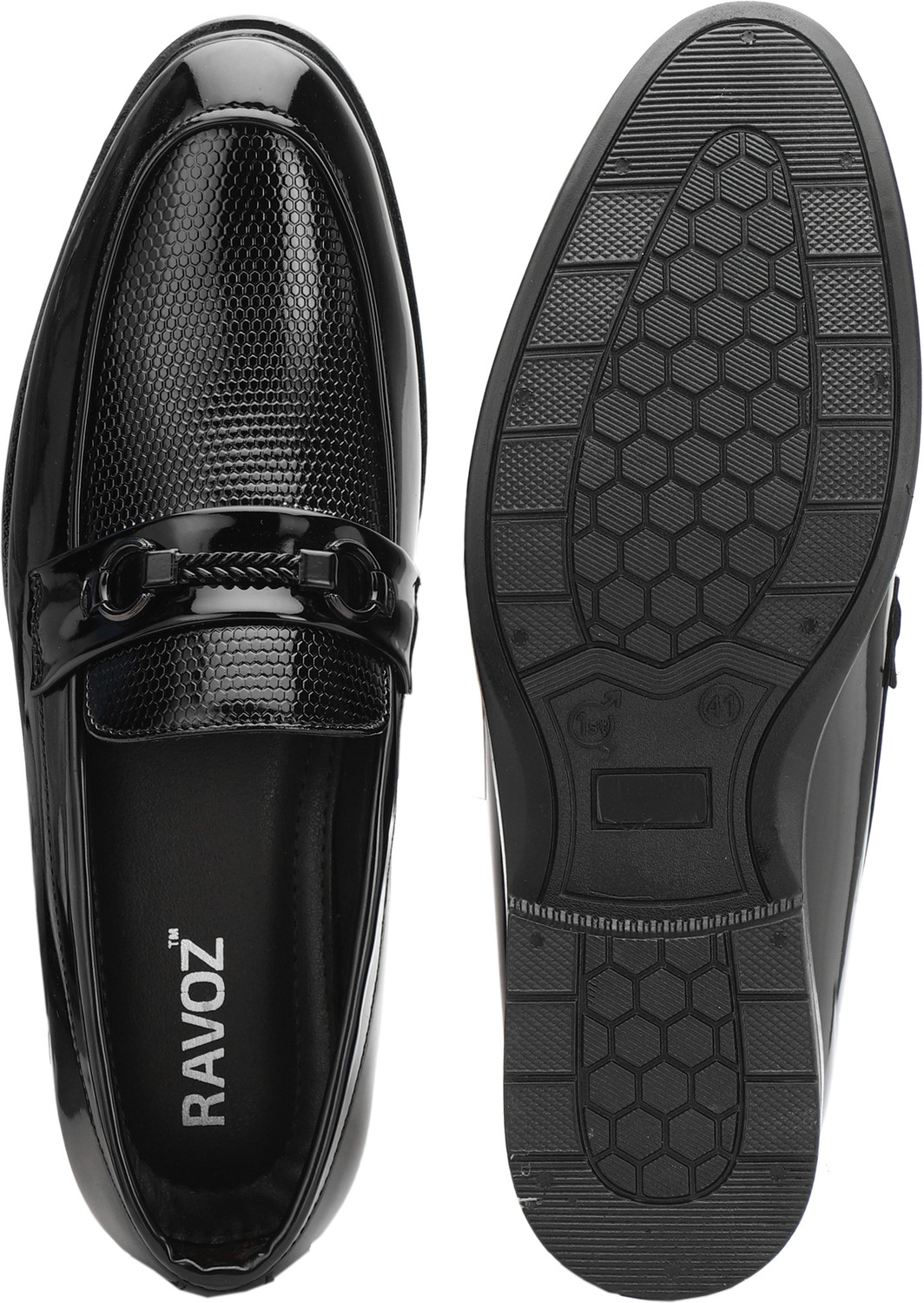 Image of Ravoz Stylish /Attractive /Comfortable Patent Leather Upper | Shining Jet Party Shoes Loafers For Men