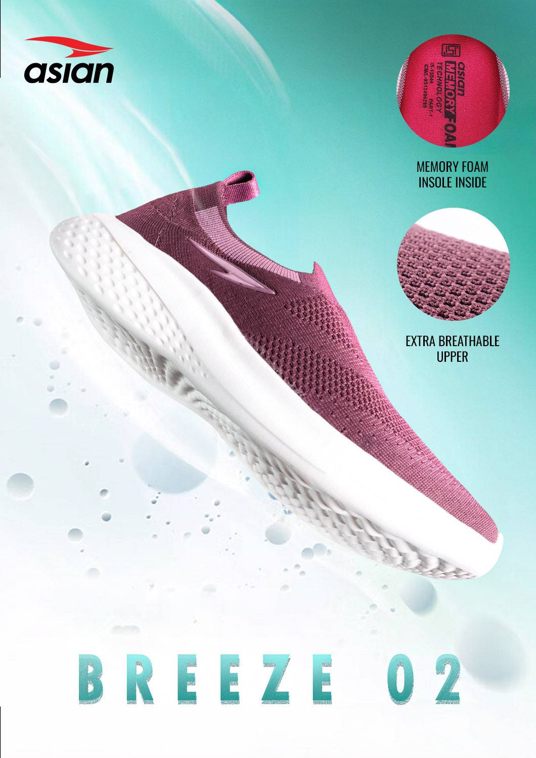 asian Walking Shoes For Women (Maroon , 4)