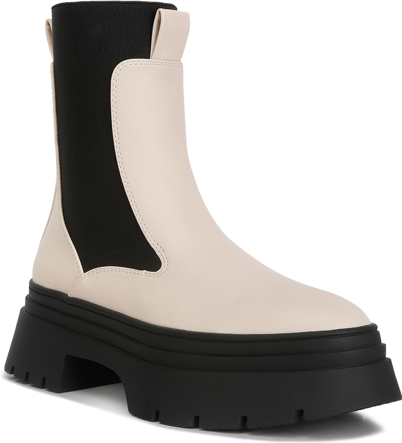 Image of London Rag Beige High Top Chunky Chelsea Boots Boots For Women