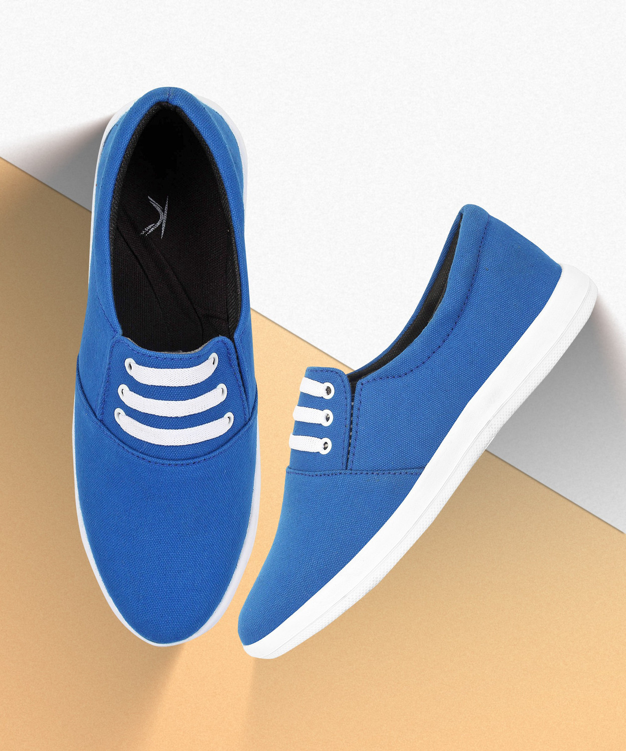 Image of Kzaara Slip On Sneakers For Men (Blue, 7)