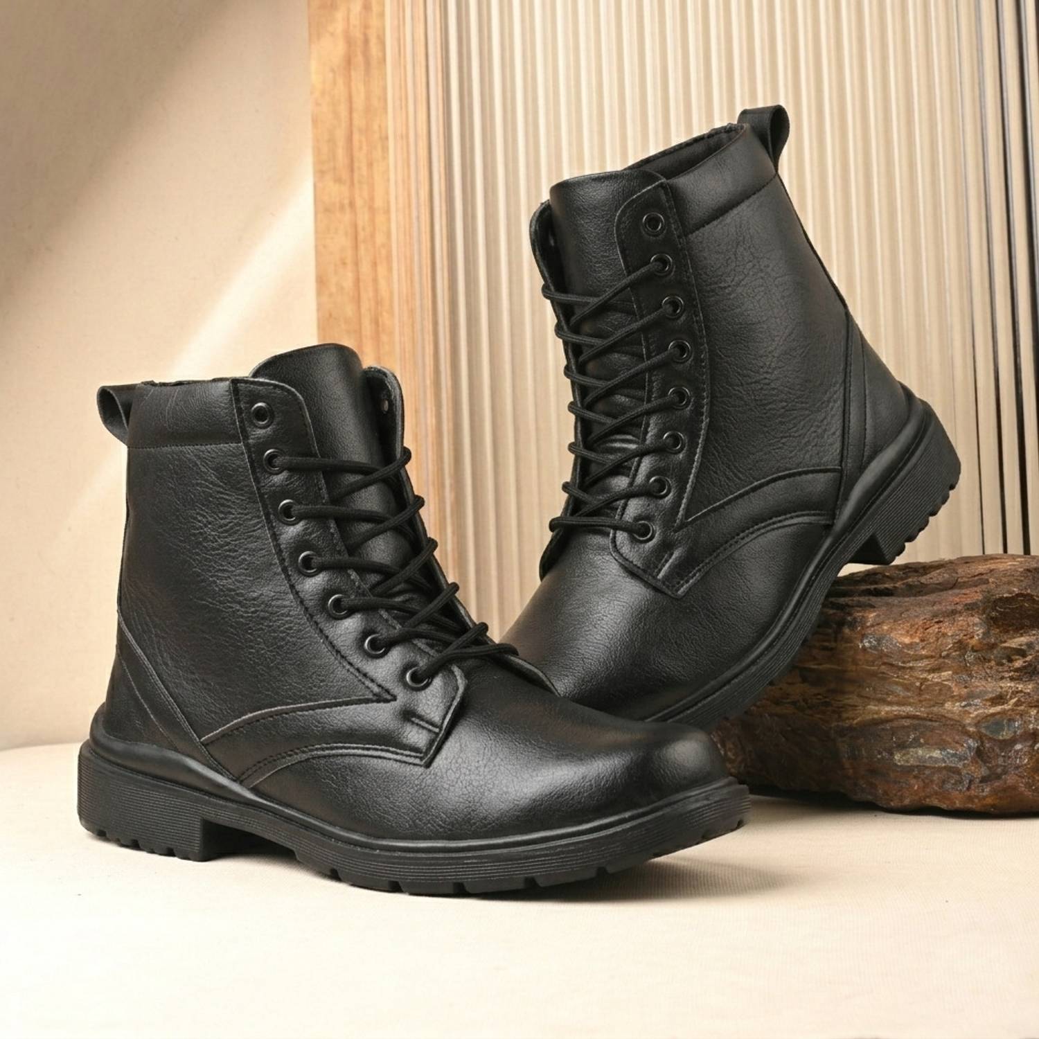 Shoe Island Men's Brown Leatherette Zipper Boots - Image 1