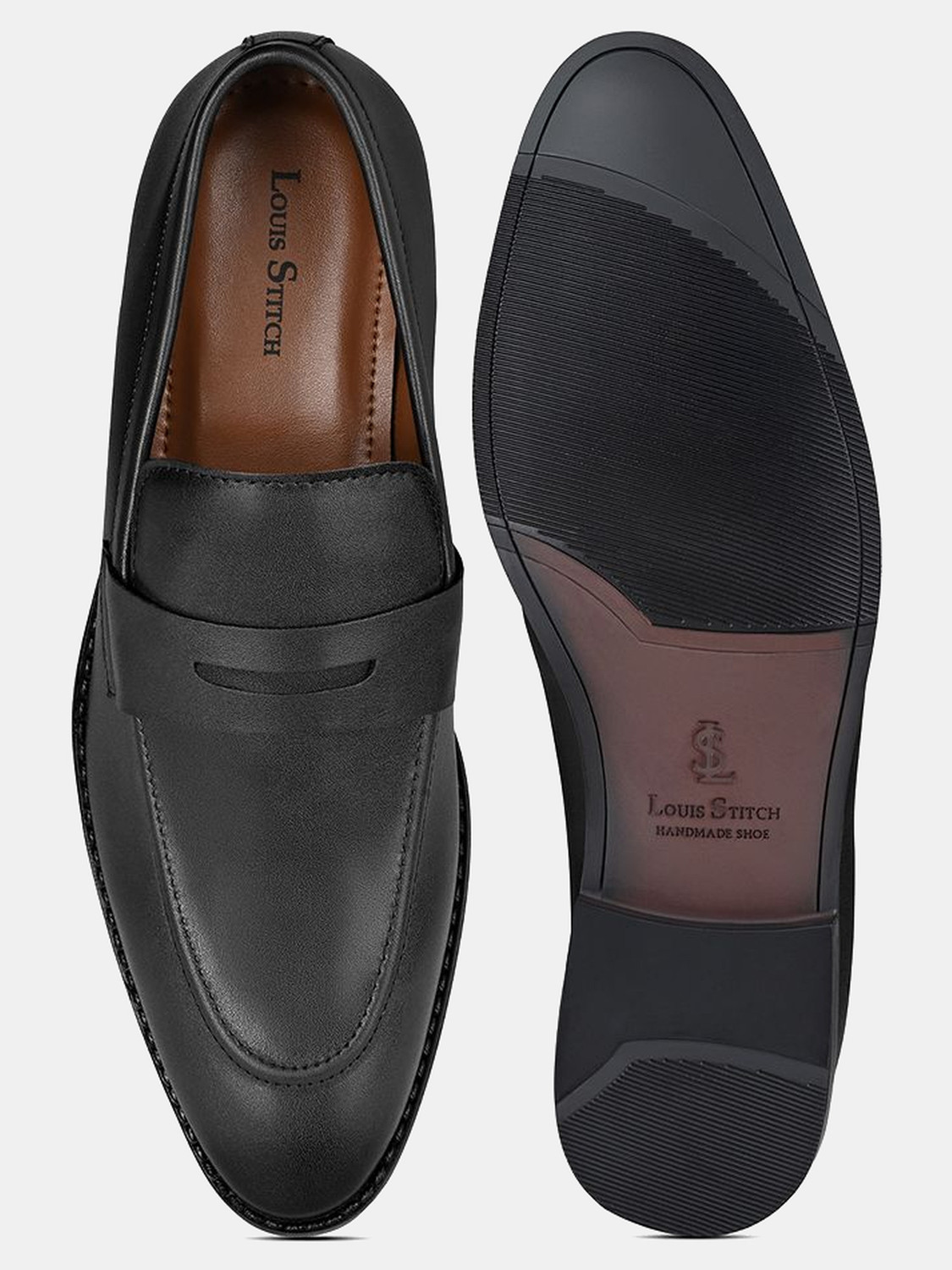Image of LOUIS STITCH Mens Black Formal Slipon Shoes for Men (RGMCJB) - UK 7 Mocassin For Men