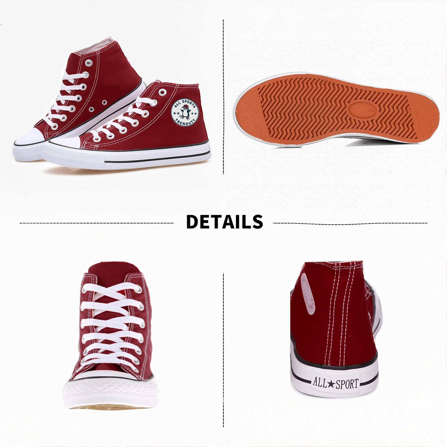 Image of TRENDUTY High Top Canvas Sneakers Fashion Lace up Walking Shoes Casual Classic Canvas Shoes For Men