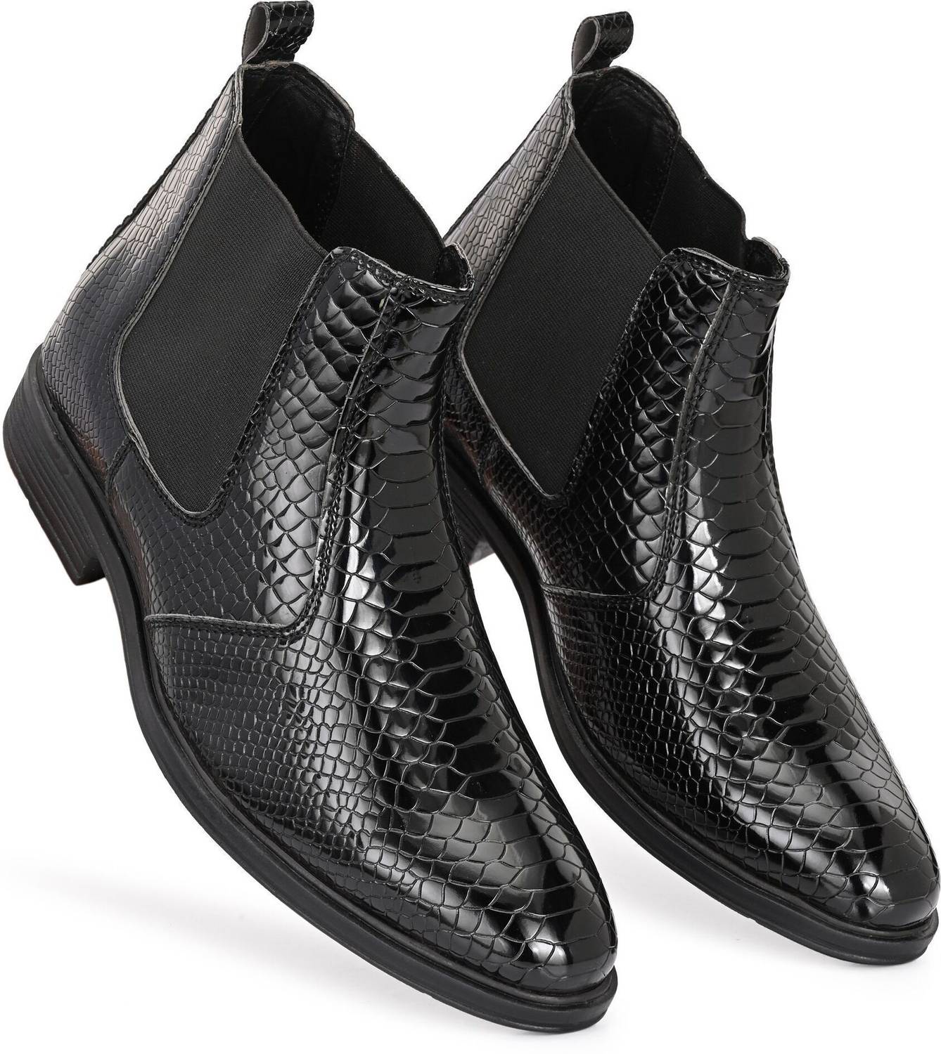 STALAG Men's Croco Texture Synthetic Leather Chelsea Boots - Image 2