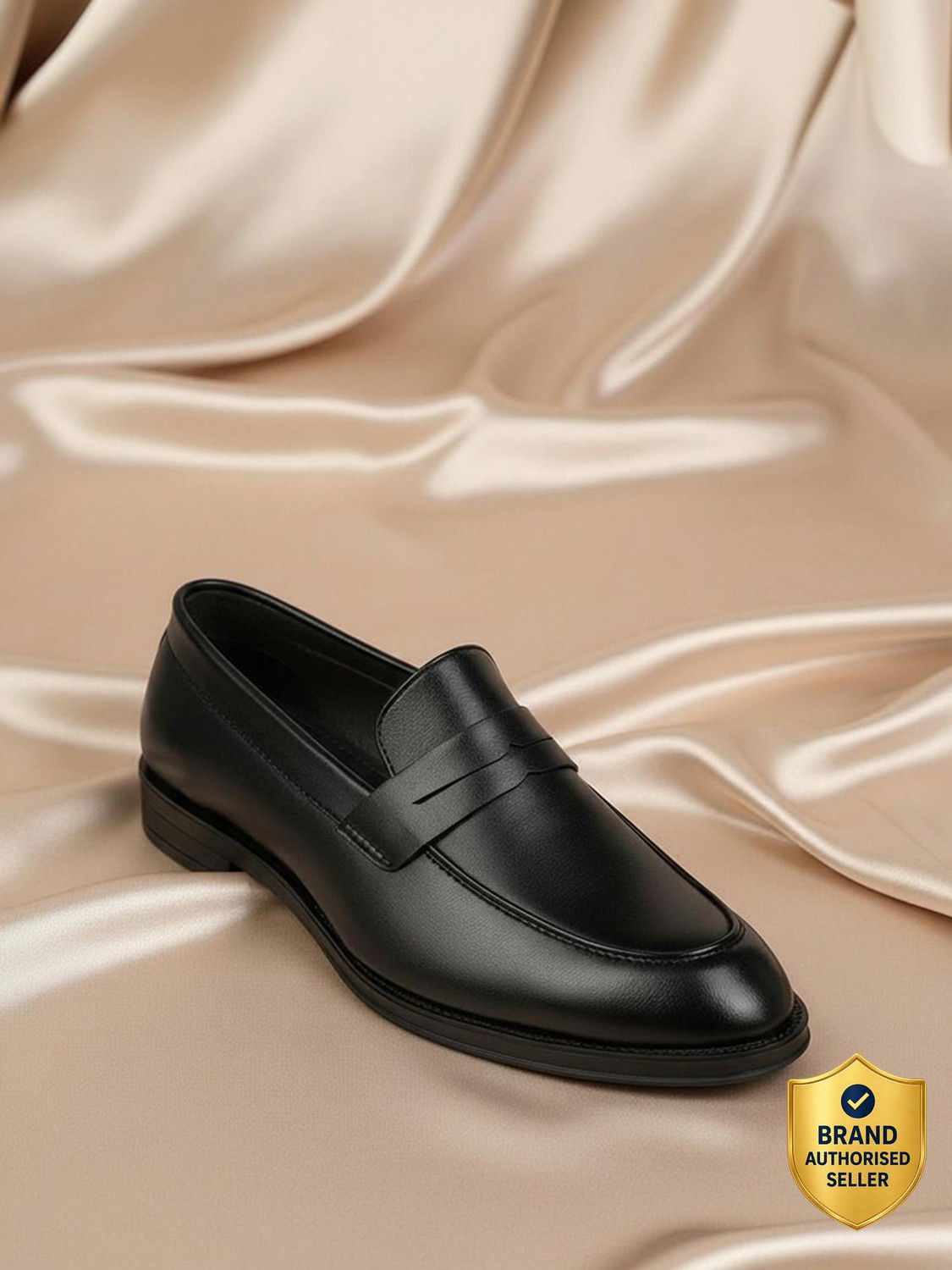 Image of House of Pataudi House Of Pataudi Men Black Solid Formal Shoes Slip On For Men