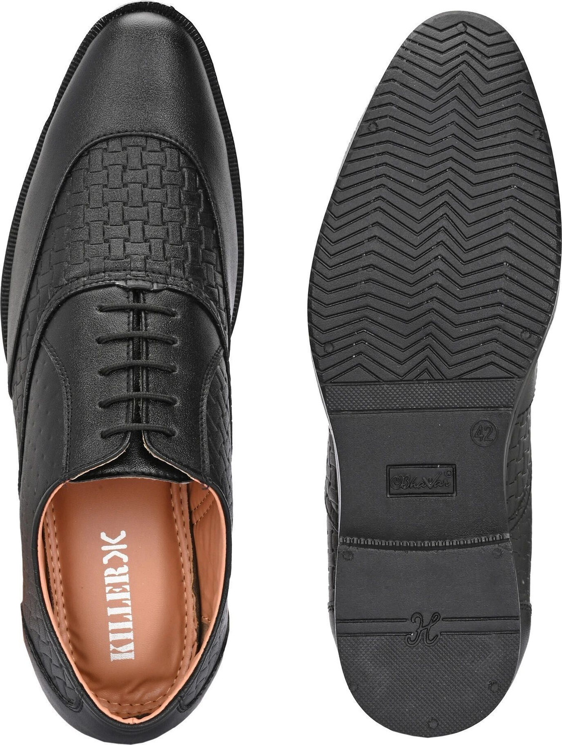 Image of KILLER Designer Derby Napa Leather Black Lace-Ups Office Party Ethnic Wear Formal Shoes Party Wear For Men
