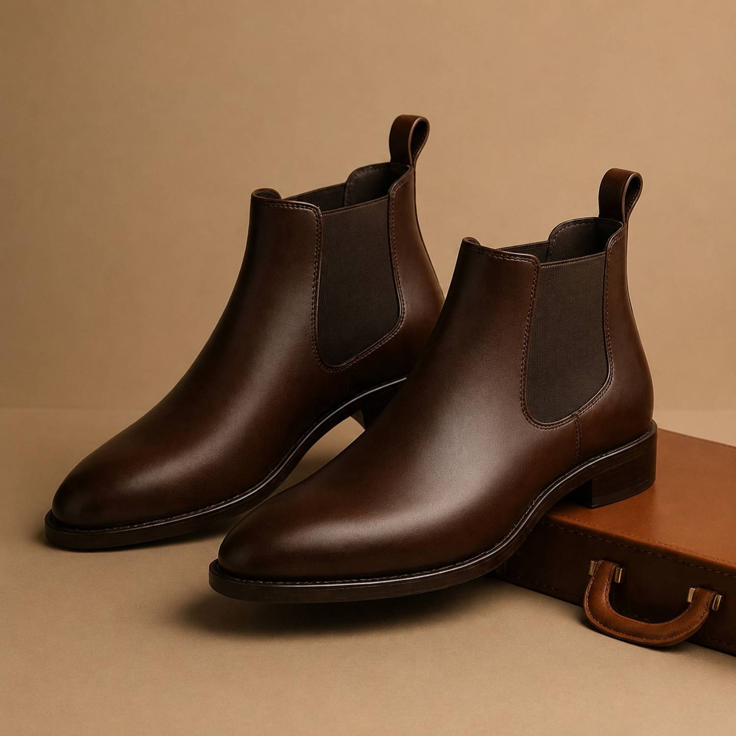 BOLTVELOCITY Classic Chelsea Boots For Men Brown - Image 1