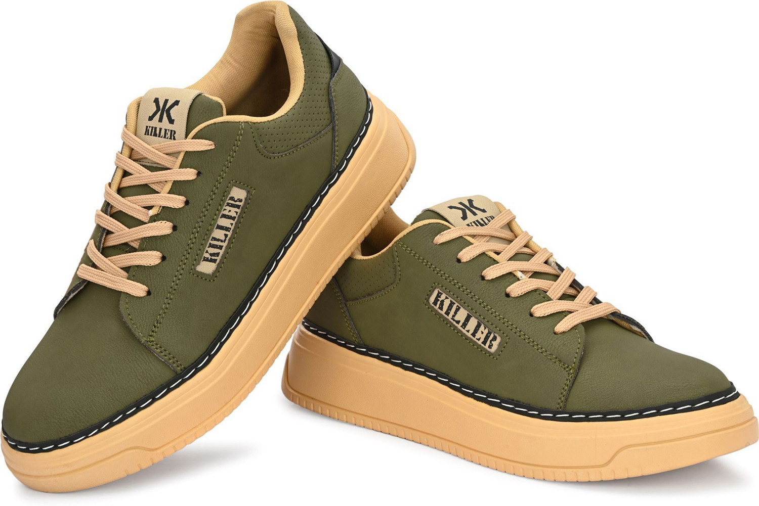 Image of KILLER Men's Olive Green Casual Sneakers with Stylish Look & Comfortable Sole Sneakers For Men