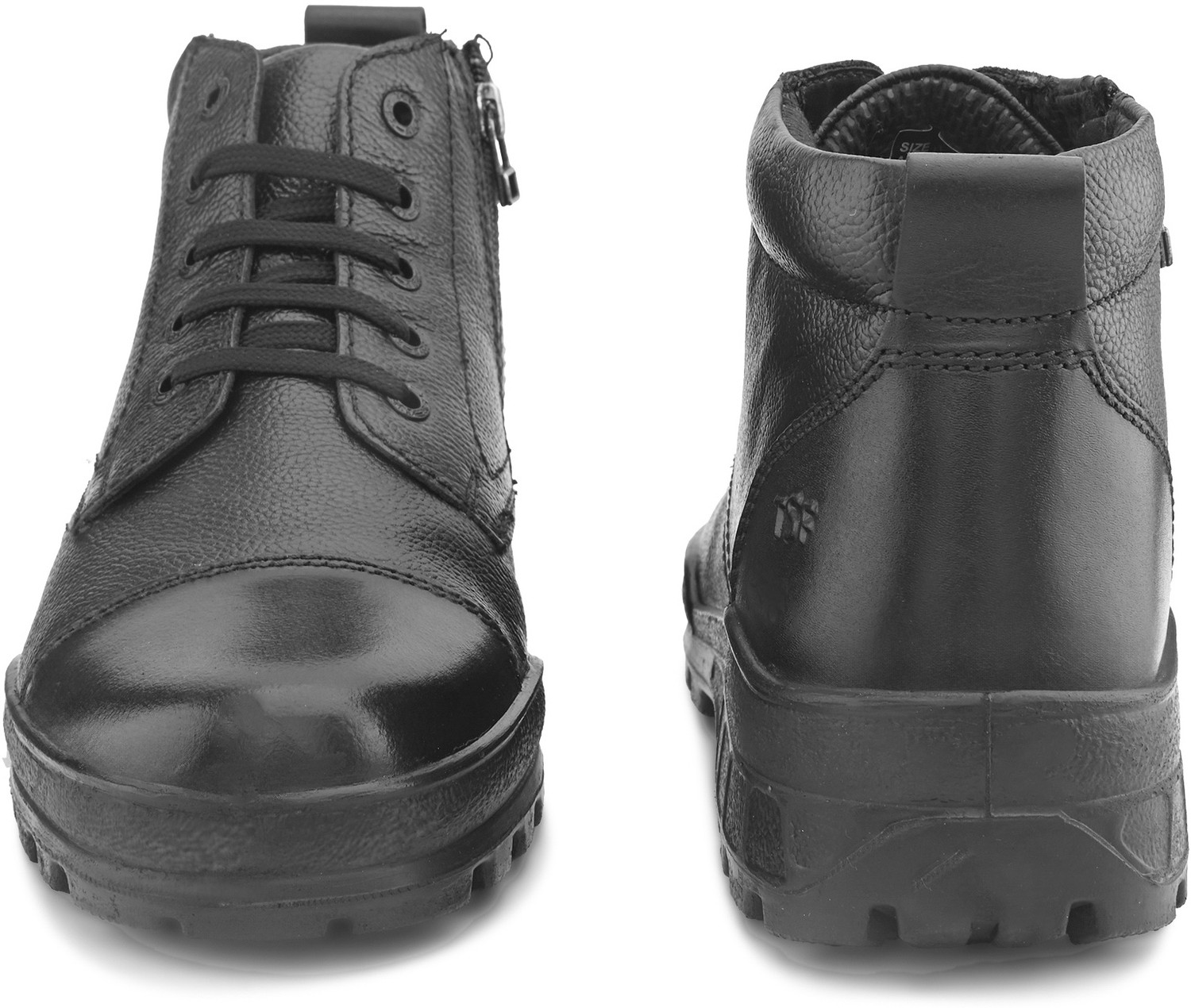Image of TSF Black Leather Uniform Boot's With Zip Lace Up For Men