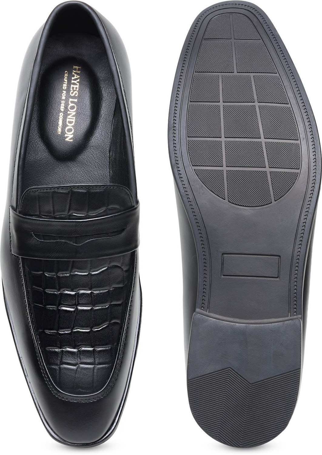 Image of Hayes London Genuine Leather Slip-On Formal Loafers, Lightweight & Comfortable Shoes, Loafers For Men