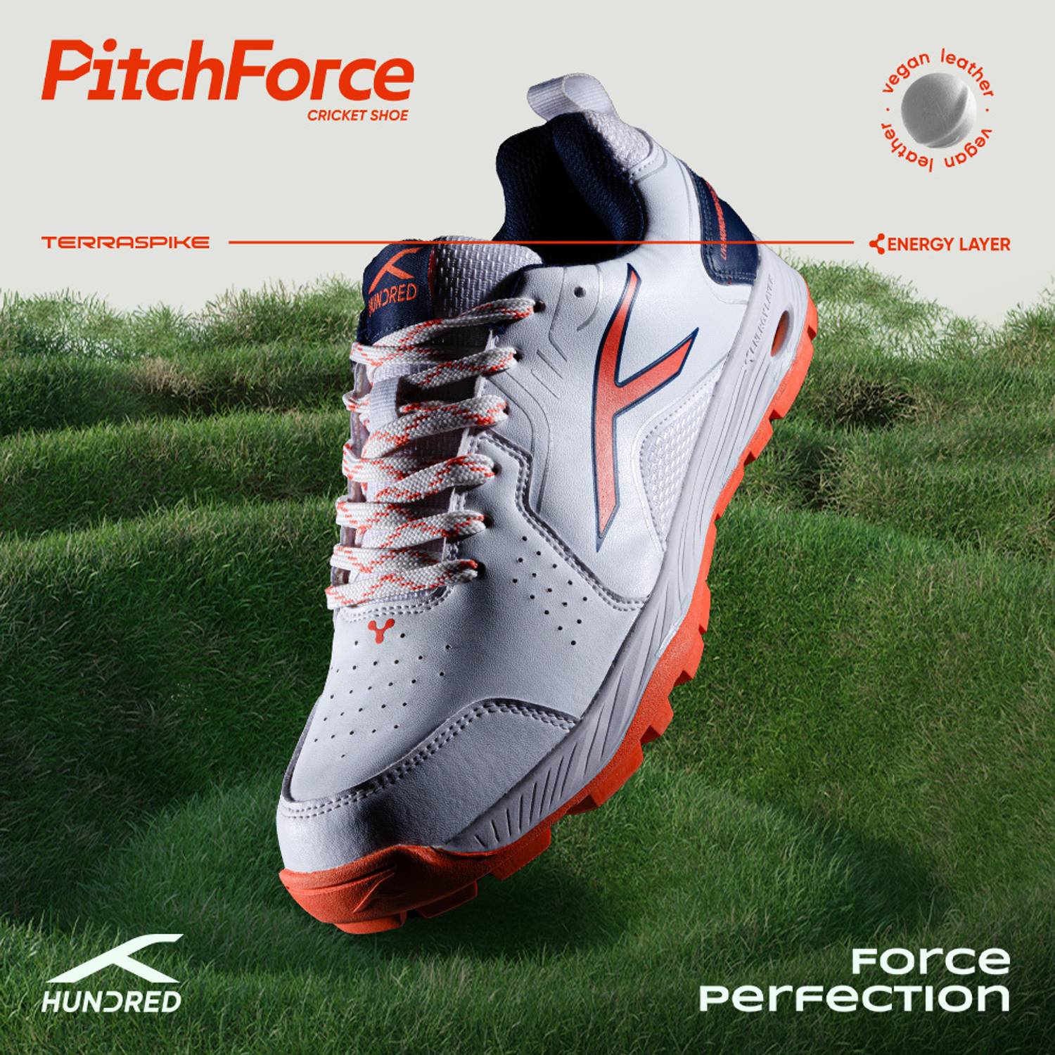 Hundred Pitch Force Cricket Shoes White - Image 3