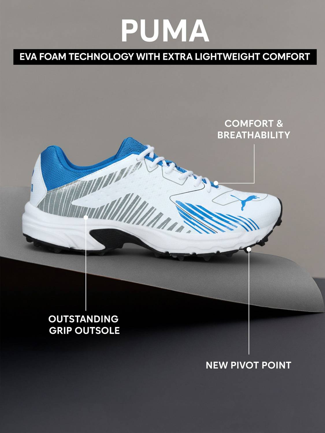PUMA Cricket Power Shoes for Men (White) - Image 4