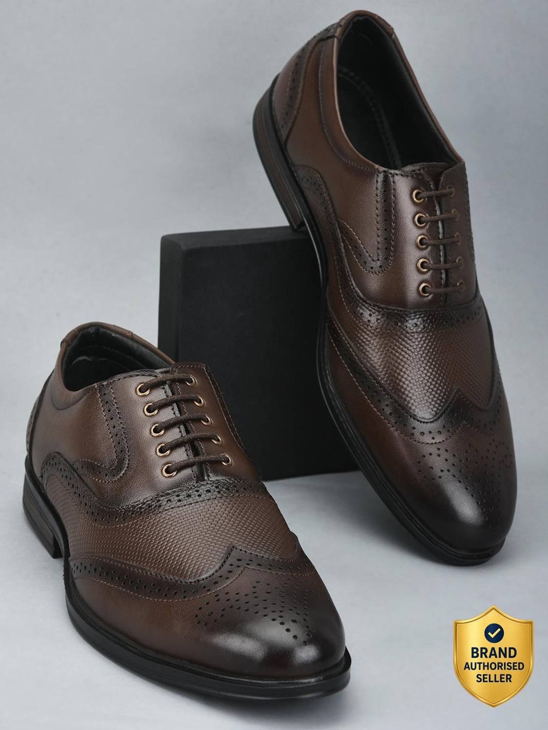 LIBERTY Healers HOL-125E Formal Shoes With PU Sole | Lightweight & Comfortable Lacing Brogues For Men