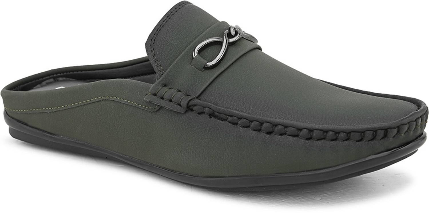 PROVOGUE Men's Pu Open Loafers Green - Image 2