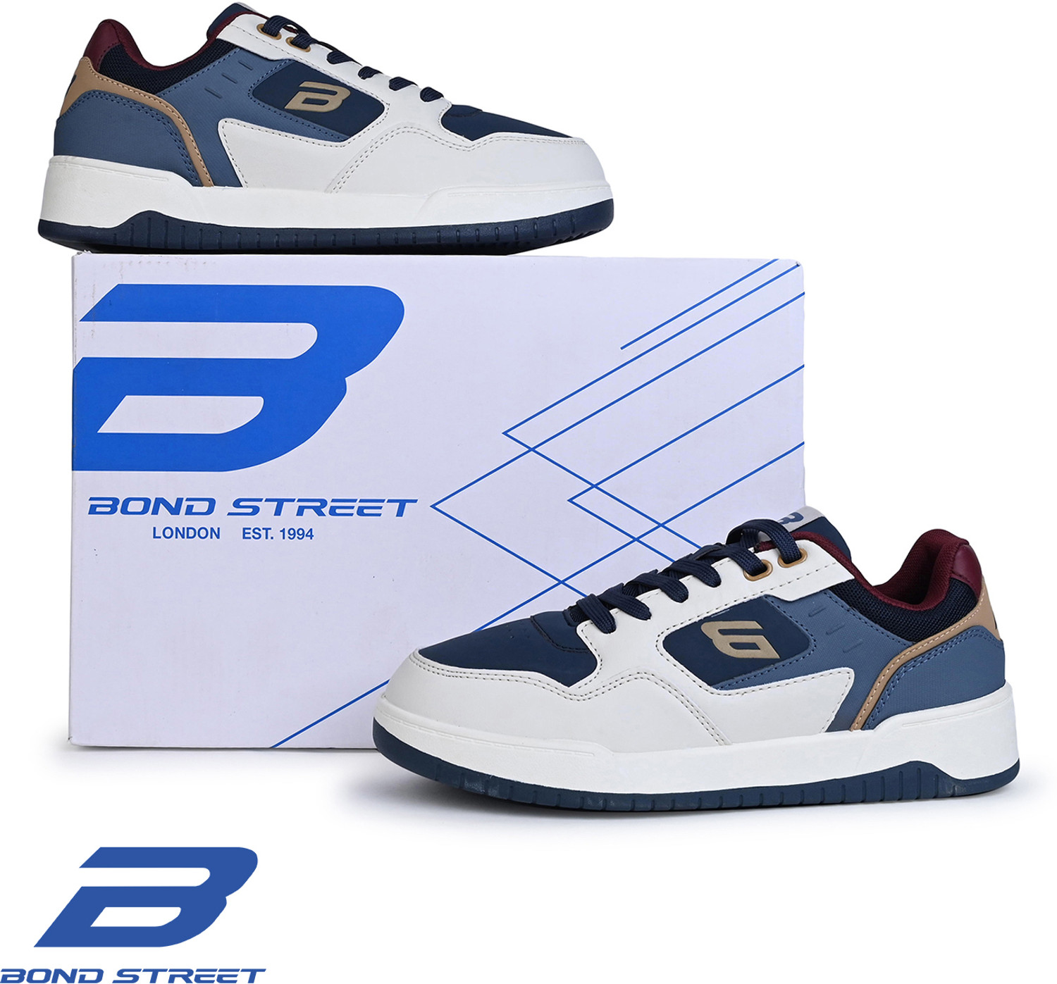 Image of Bond Street Men's Blue & Brown Casual Sneakers Sneakers For Men