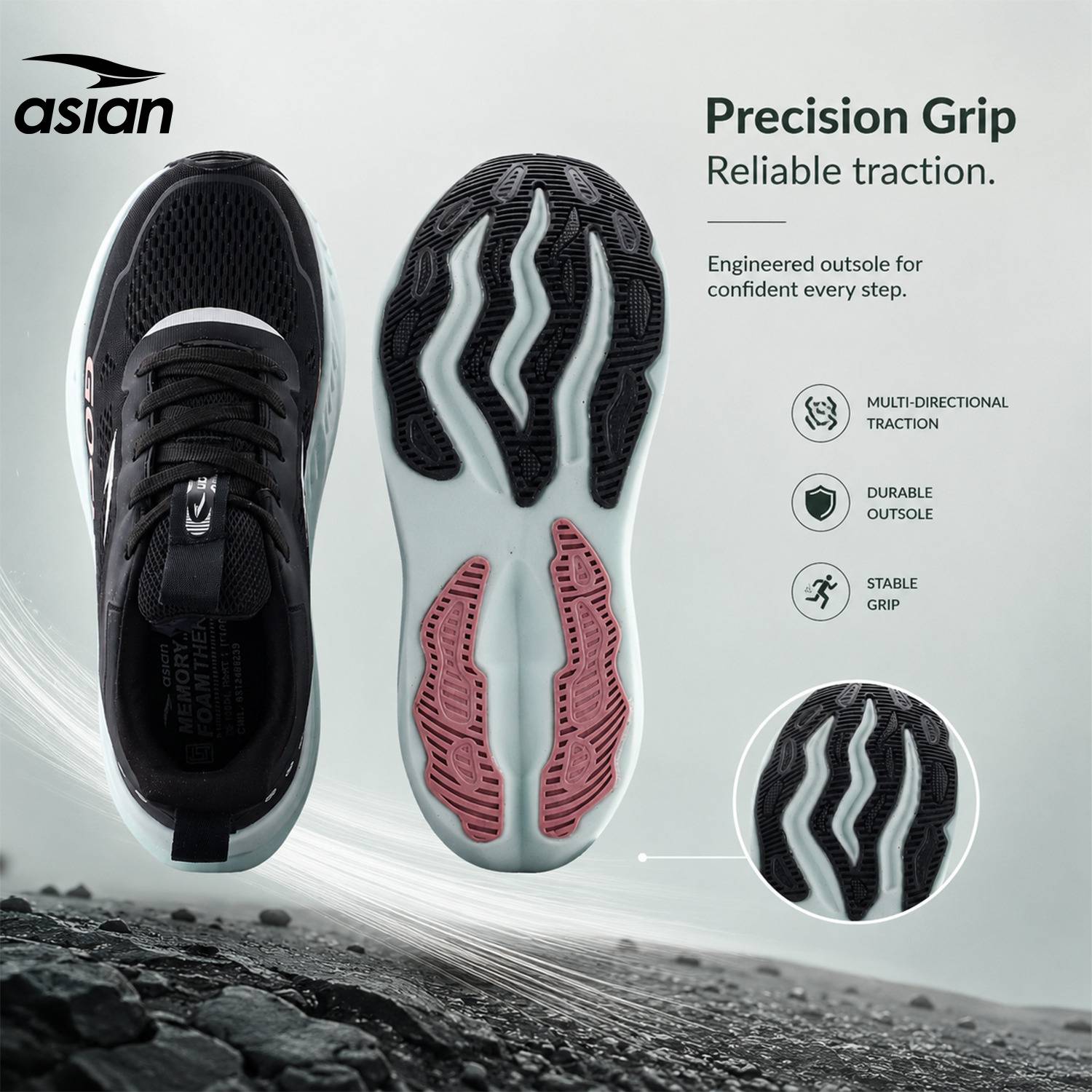 asian Aerofoam-01 Men's Running Shoes - Image 3