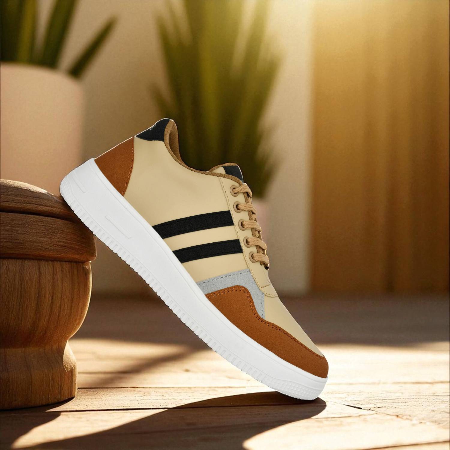 Eristine Men's Versatile Casual Brown Sneakers