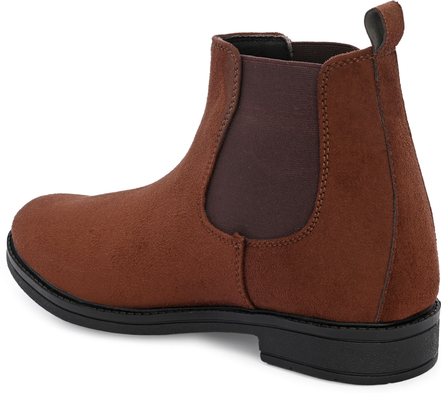 Image of Shoe Island Men's Brown Suede Chelsea Boots | Slip-On Ankle Length Party Formals Casuals Boots For Men (Brown, 9)