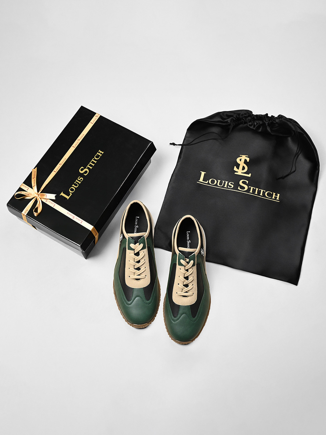 Image of LOUIS STITCH Men's Green and Black Sneaker, Casual Lightweight Sneakers For Men Sneakers For Men