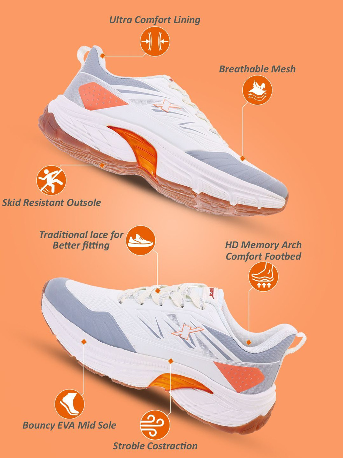 Image of Sparx SM 1117 | Stylish, Comfortable | Running Shoes For Men (White, Copper, 8)