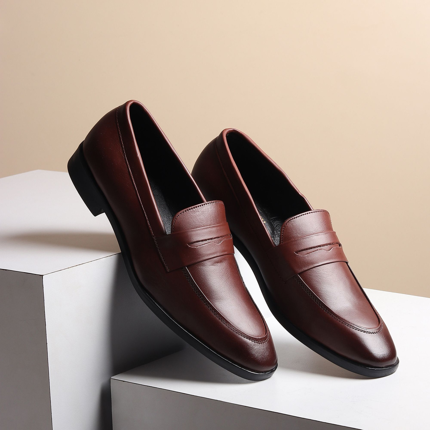 Image of Hayes London Genuine Leather Slip-On Formal Loafers, Lightweight & Comfortable Shoes, Loafers For Men