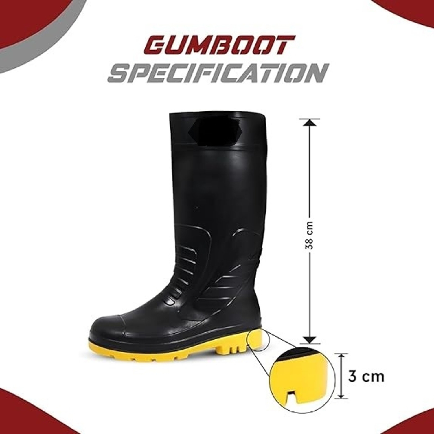 Image of SINAL Lightweight Gum Boots Standard Steel Safety Shoes Size - 7 Boots For Men