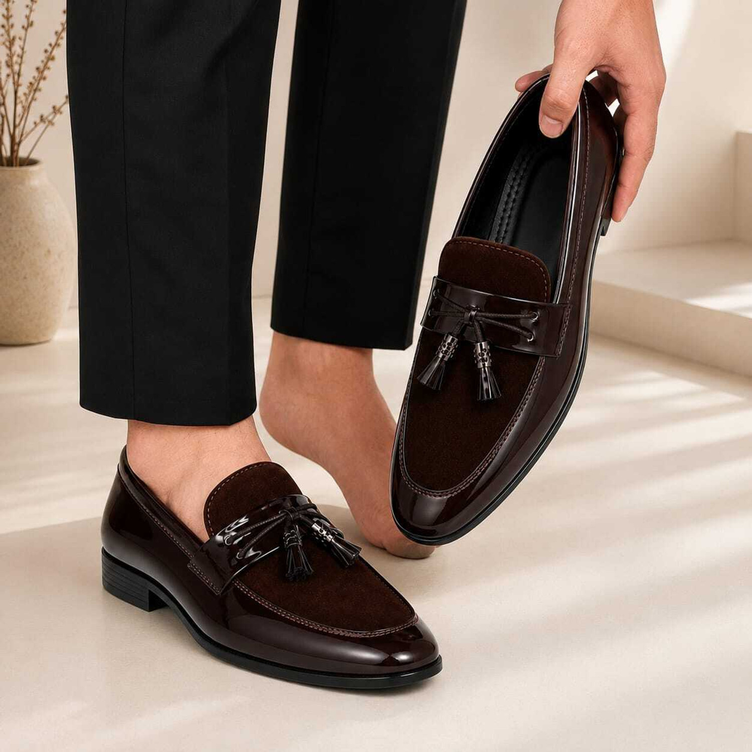 Image of mzoracollection Royal Gloss Tassel Loafers Casuals For Men