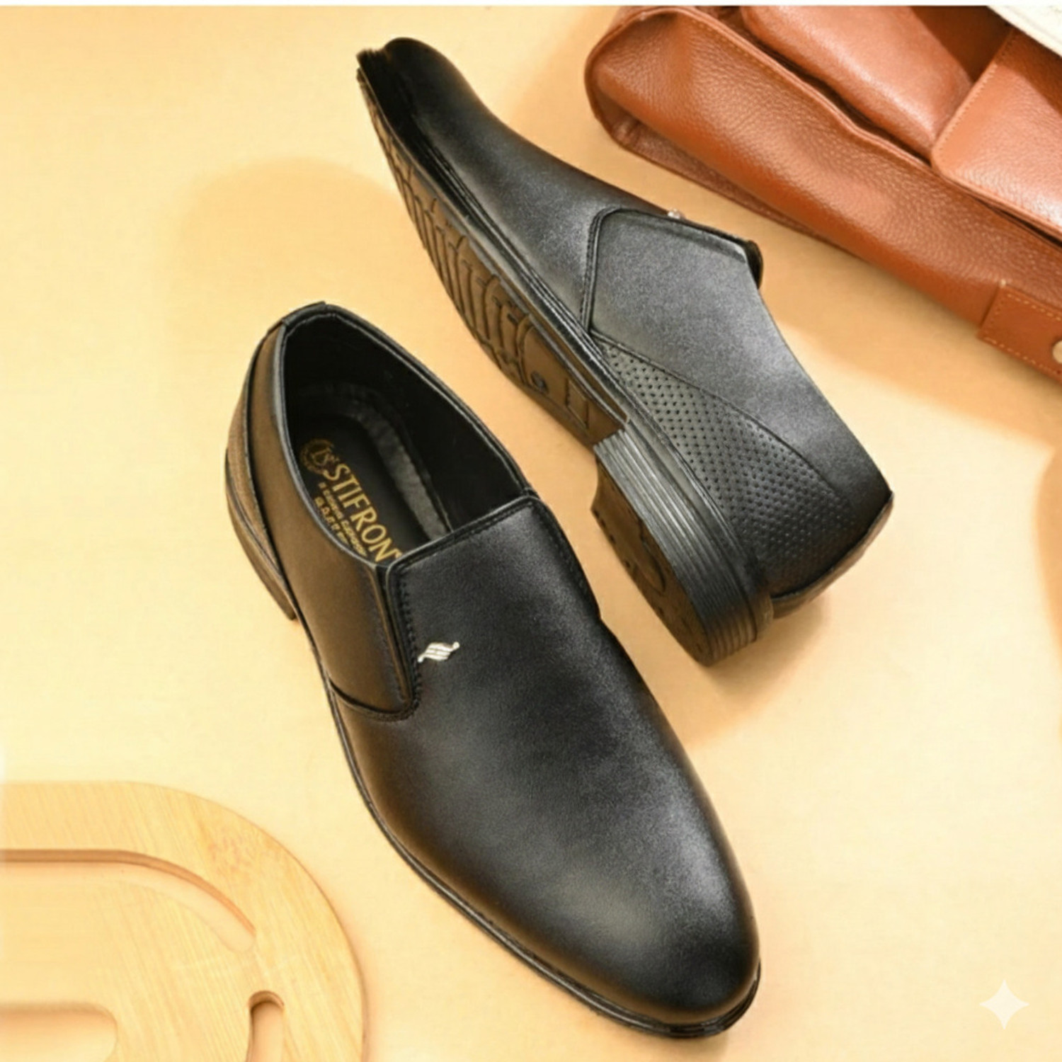 Image of STIFRON Black Slip On formal shoes /Trending formal /Comfortable Party Wear For Men
