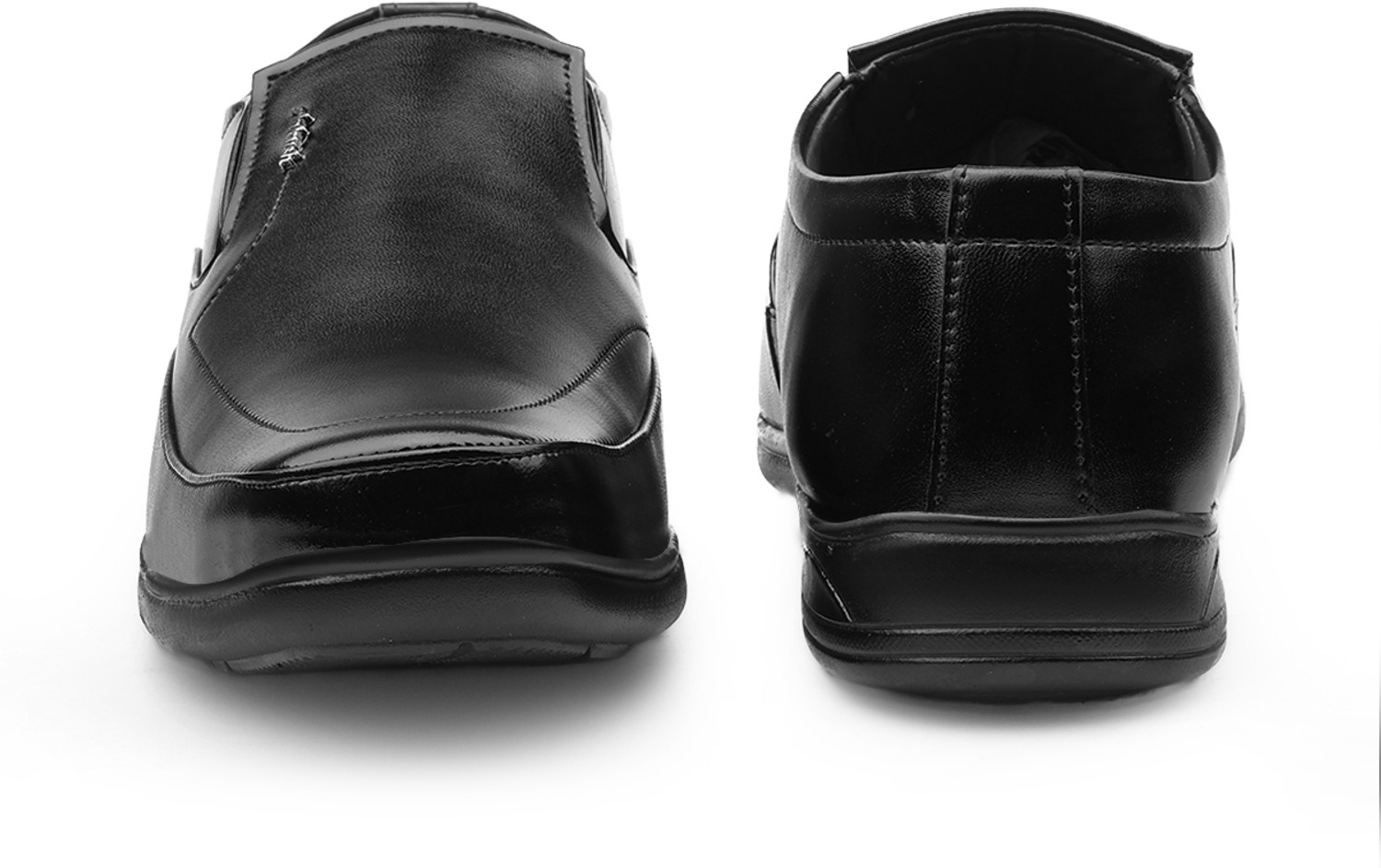 Image of VibeStep Men Black Formal Synthetic Leather Office Wear Shoes Slip On For Men