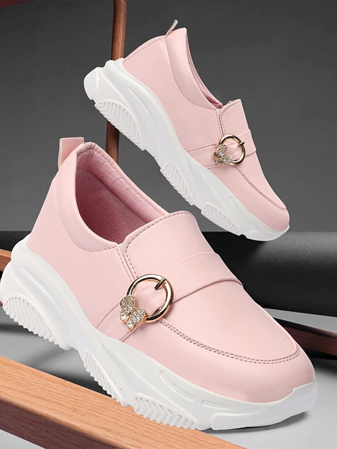 Image of Yuggi Women's Slip-On Platform Sneakers with Butterfly Embellishment Slip On Sneakers For Women