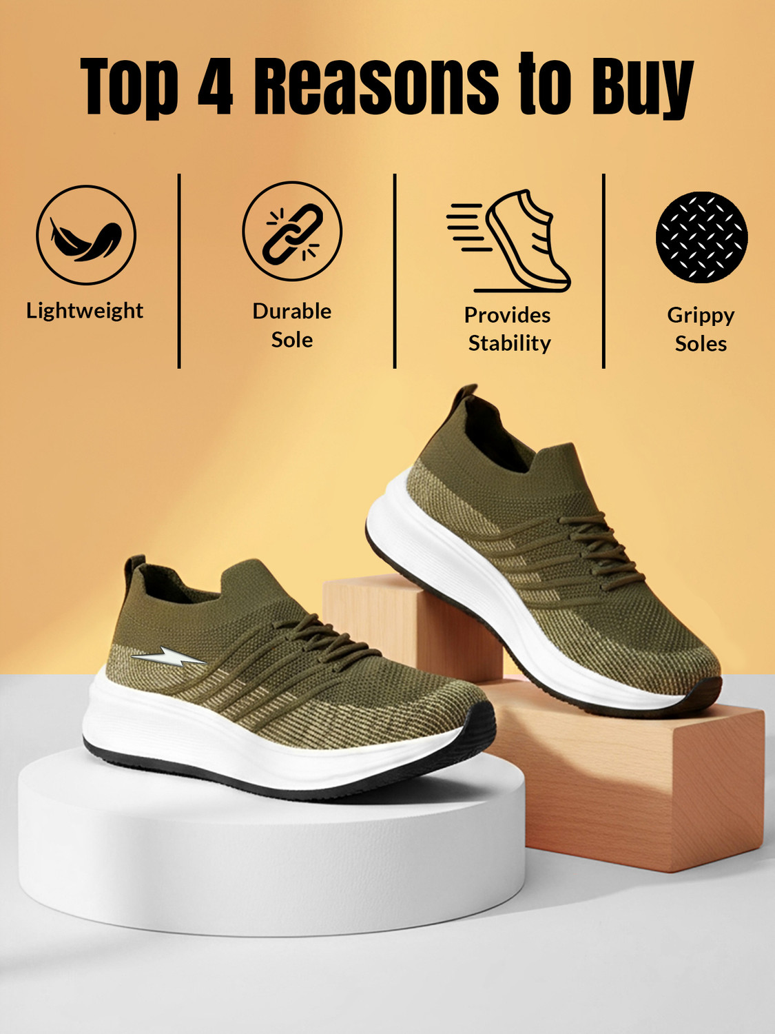 Image of BRUTON Nexora-634 Men Lightweight Sneakers for Men | Casual Lace-Up Shoes Sneakers For Men (Green, 7)