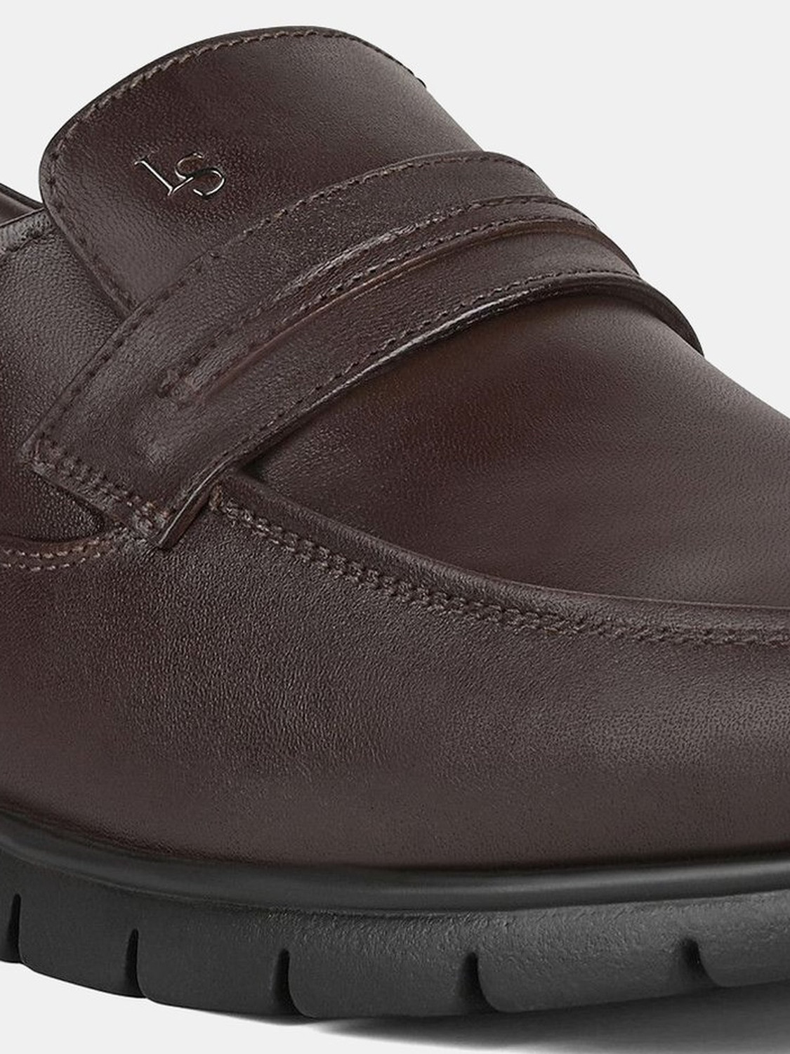 Image of LOUIS STITCH Brunette Brown Leather Shoes for Men, Comfortable Slip-On Moccasins, UK-10 Slip On For Men