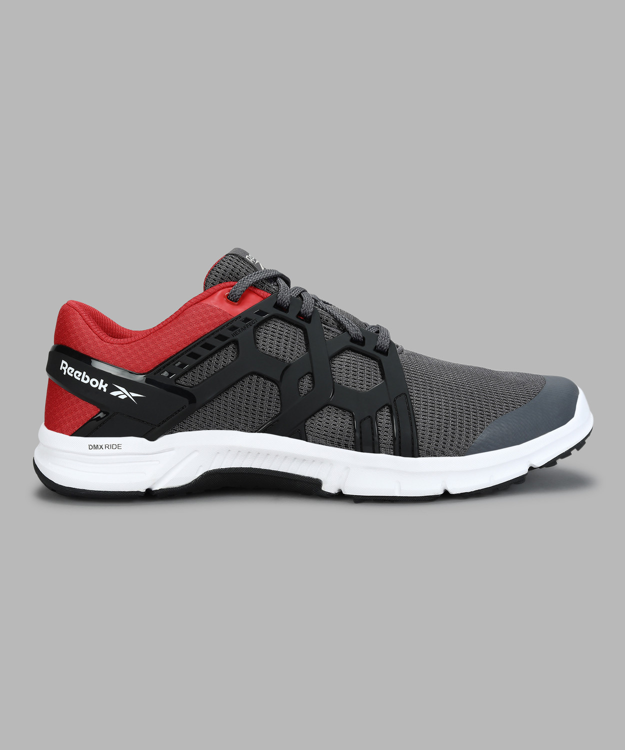 Image of REEBOK GUSTO RUN GREY BLACK WHITE Running Shoes For Men