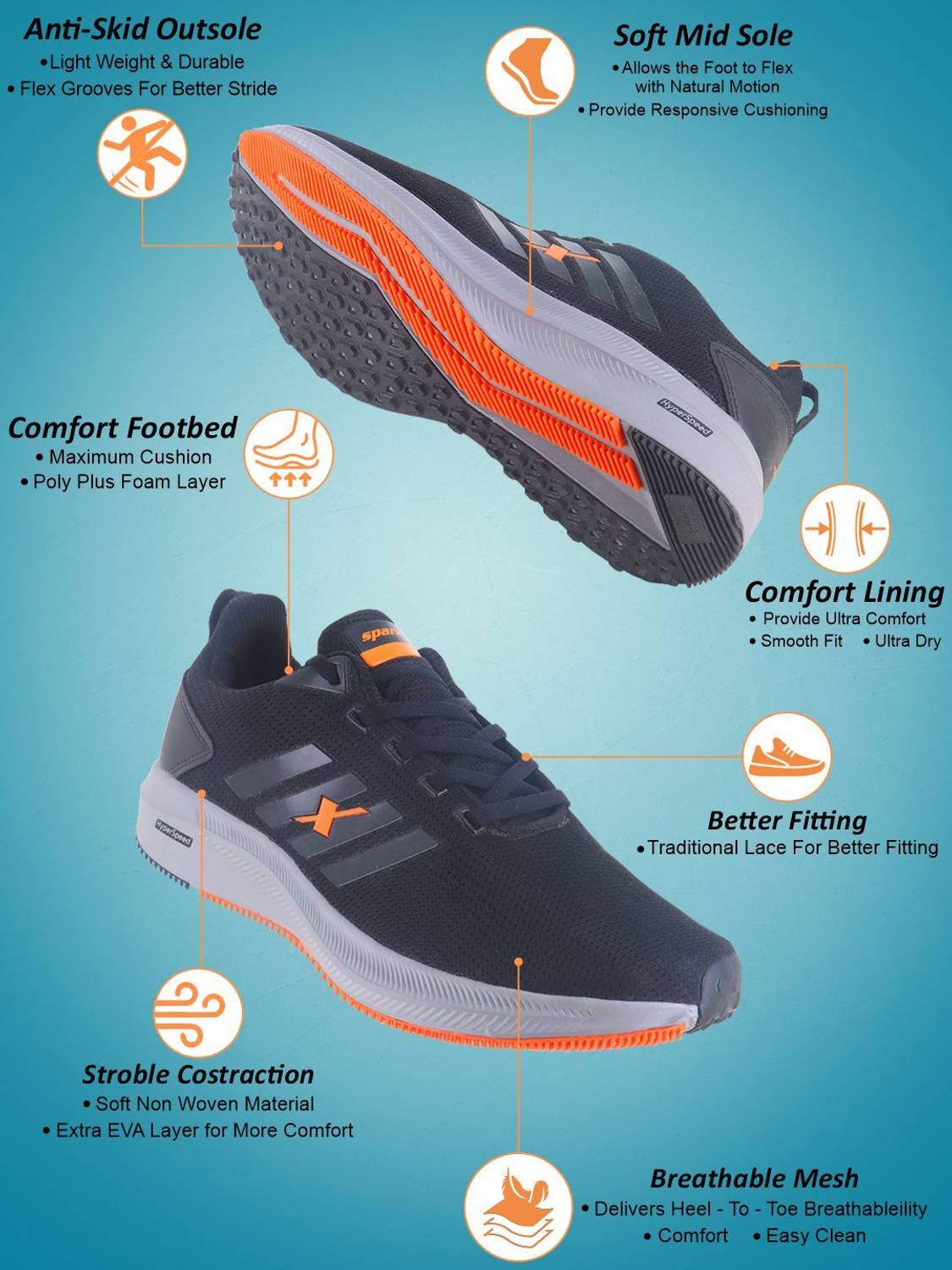 Sparx SM 676 Running Shoes for Men (Black) 676 g - Image 4