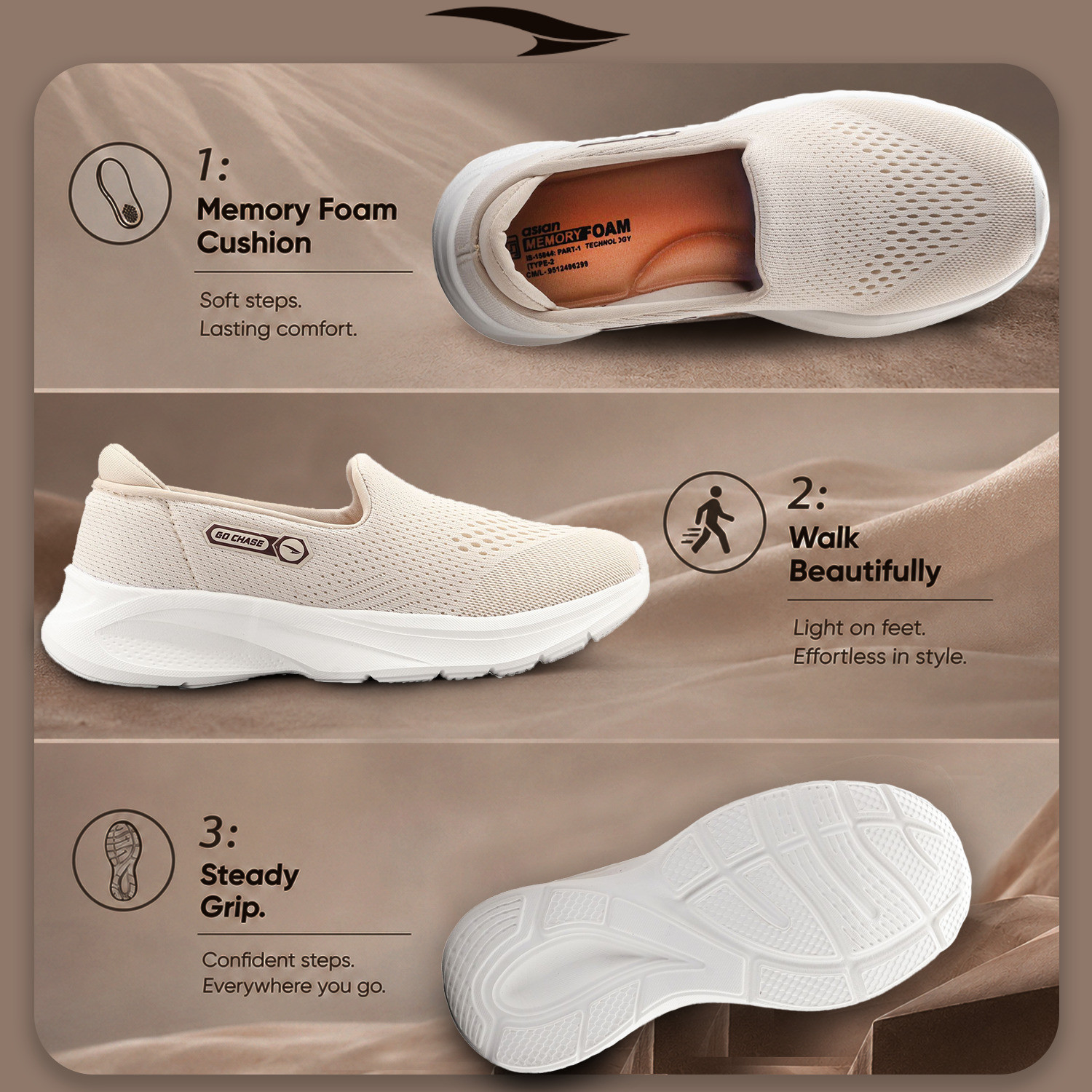 Image of asian Style Walk-31 Women's Walking Shoes | Lightweight, Breathable with Arch Support Loafers For Women