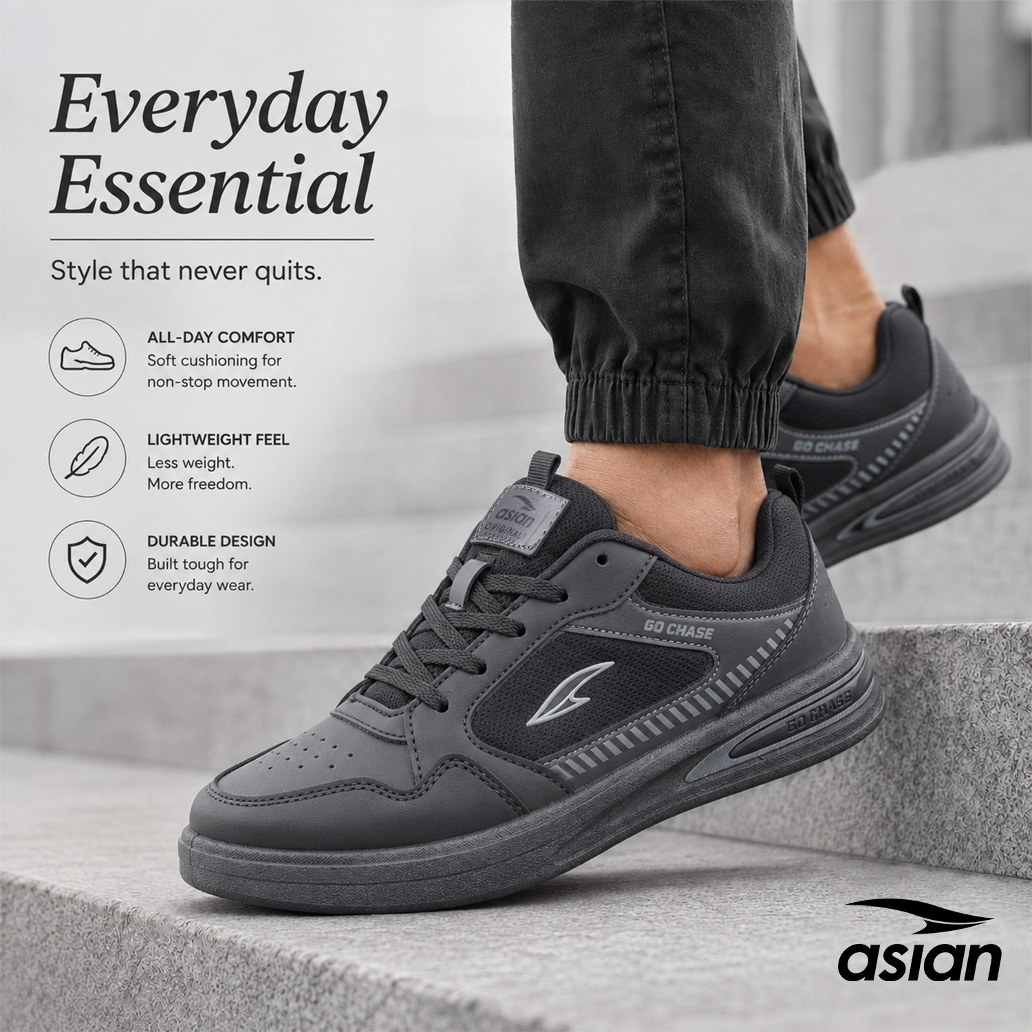 Image of asian Defender-03 Men's Casual Sneakers with Cushioned Sole & Low Top Style Sneakers For Men