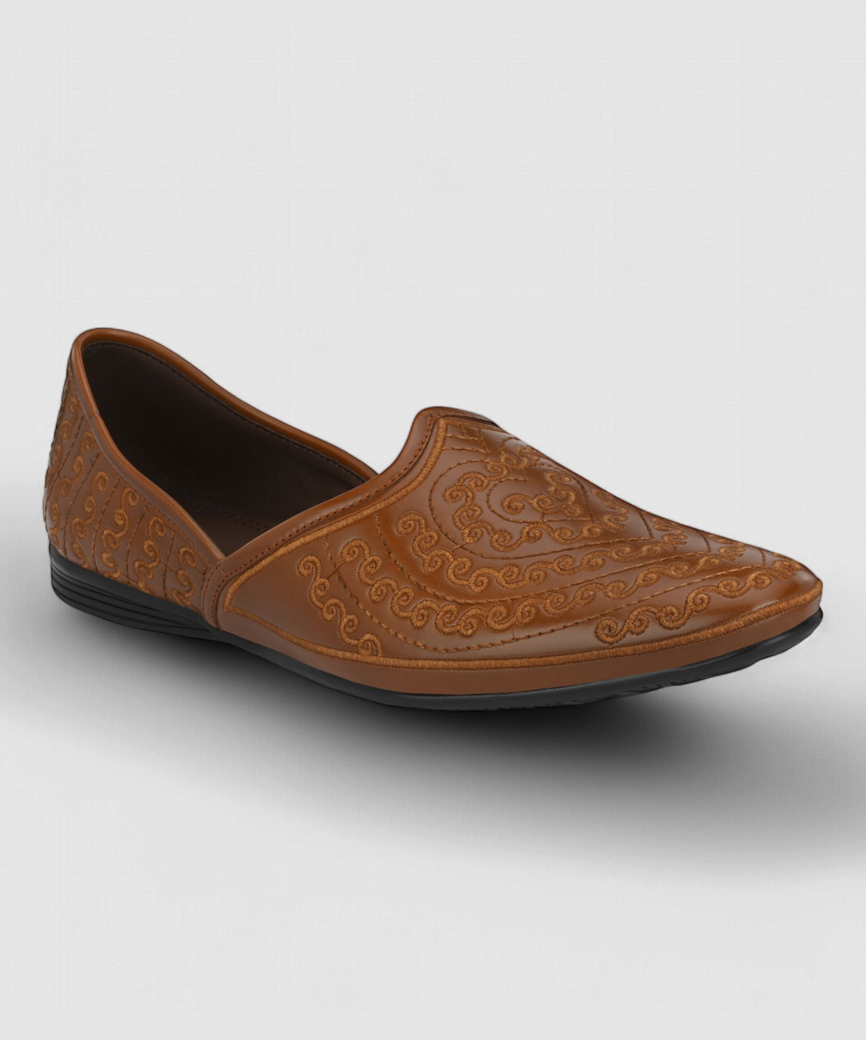 Image of House of Pataudi Round Toe Embroidered Comfortable Lightweight Slipon |Wedding,Party Occasion Mojaris For Men