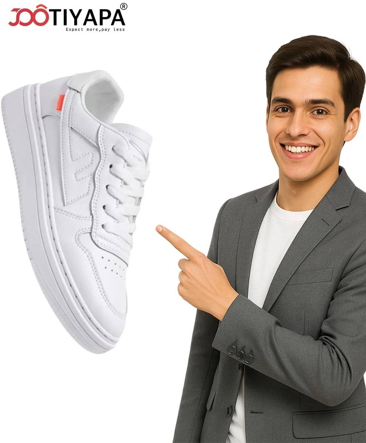 jootiyapa Men's White Sneakers - Image 2