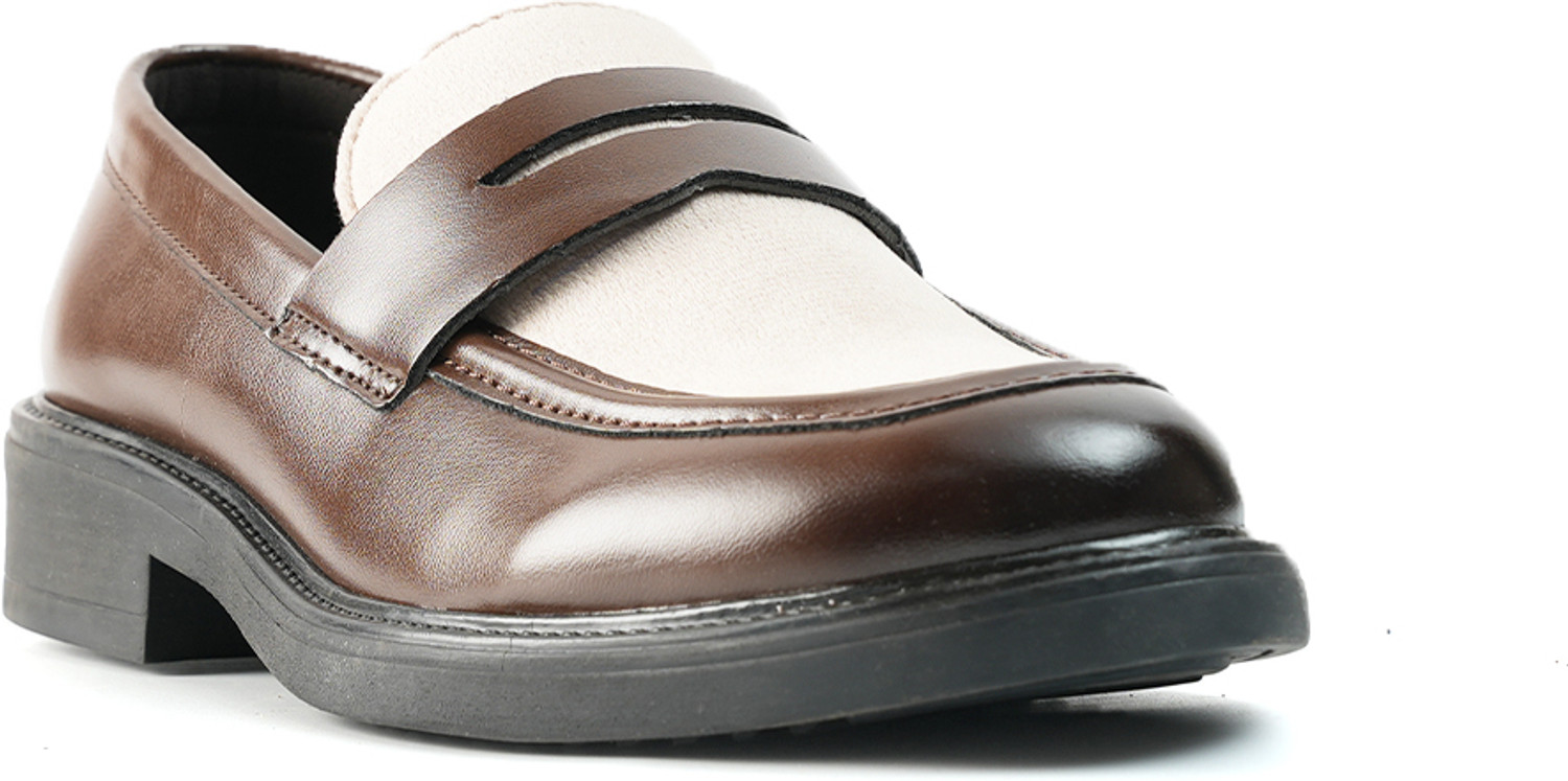 Image of MONKSTORY Monkstory Cosmopolitan Contrast Penny Loafers - Brown /Beige Loafers For Men