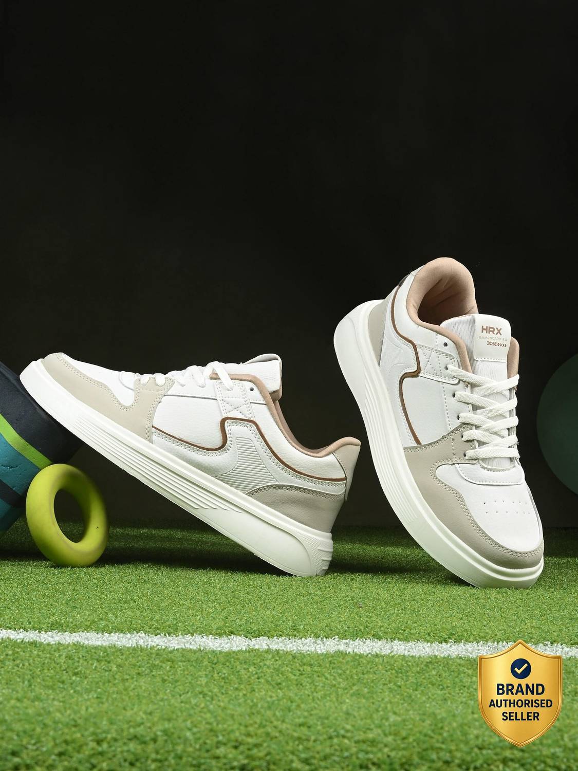HRX by Hrithik Roshan Men's Beige Jogging Shoes - Image 1