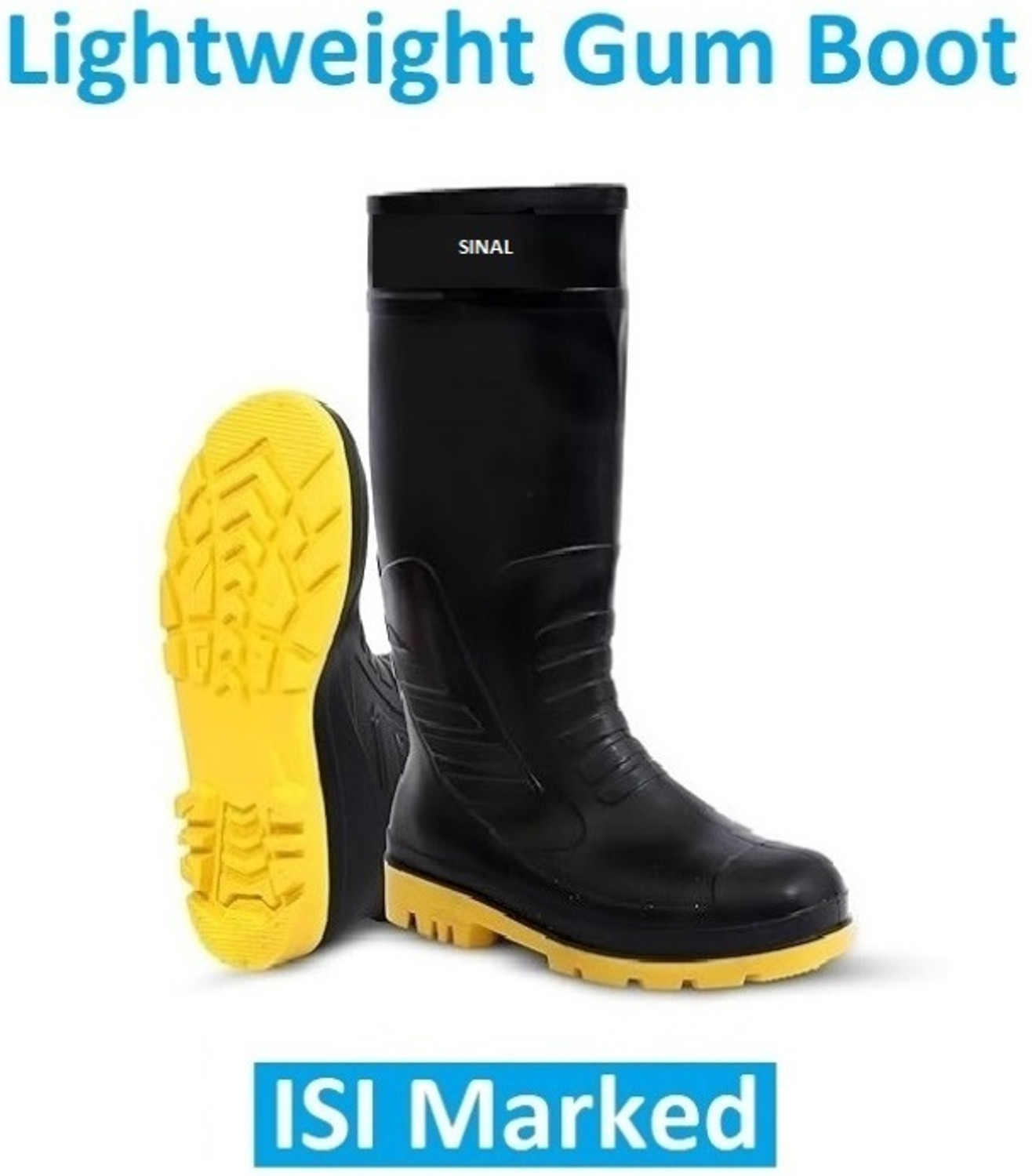 Image of SINAL Lightweight Gum Boots Standard Steel Safety Shoes Size - 7 Boots For Men