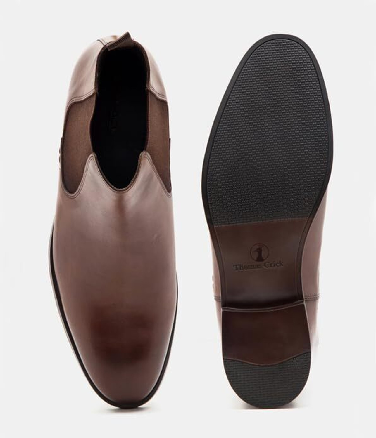 Image of THOMAS CRICK Premium Leather Pull Tab Elasticated Side Cushioned Insole Boots For Men