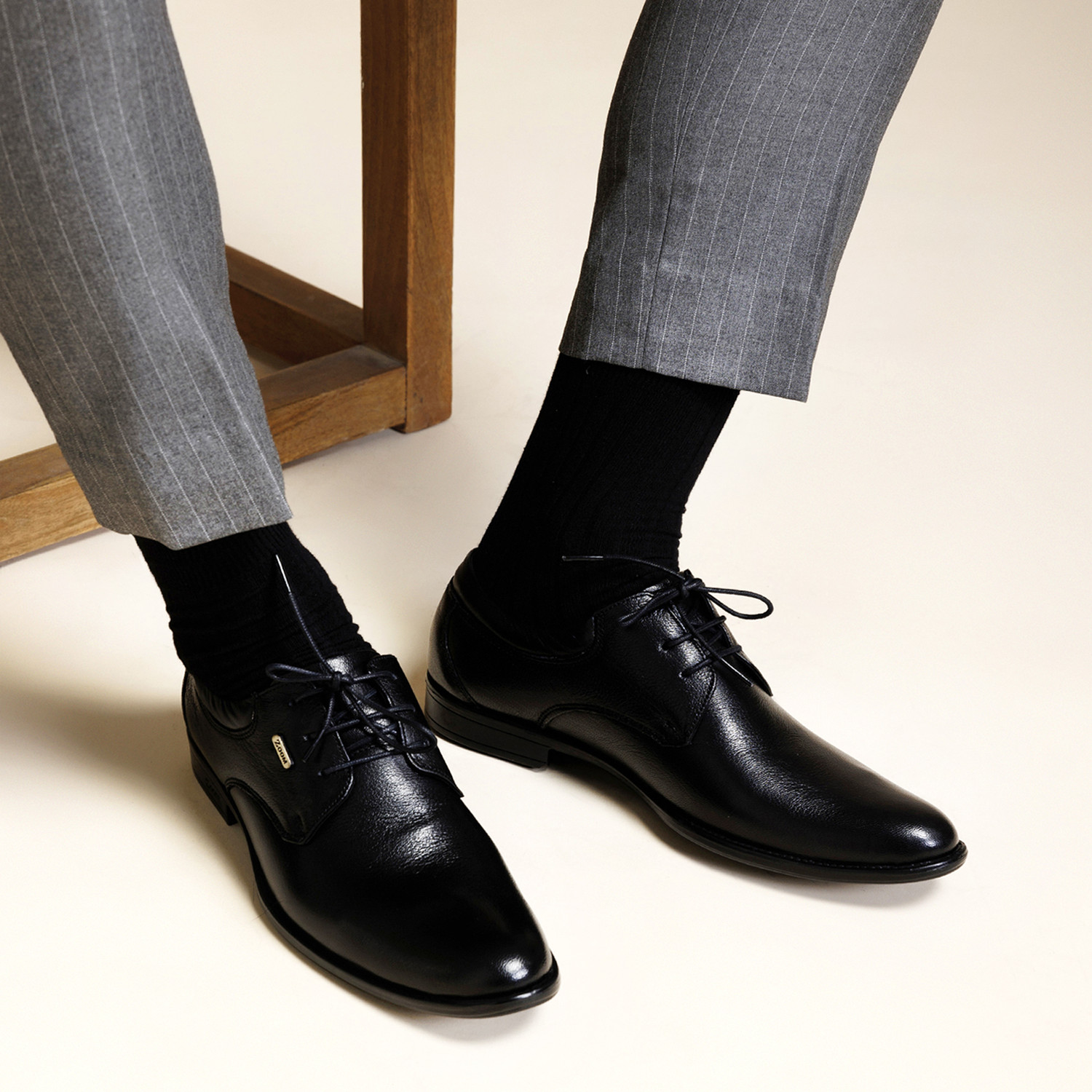 Image of Zoom Shoes Genuine Leather Formal Shoes for Men AP1185 |Memory Cushioned Insole| Anti Slip| Derby For Men (Black, 7)
